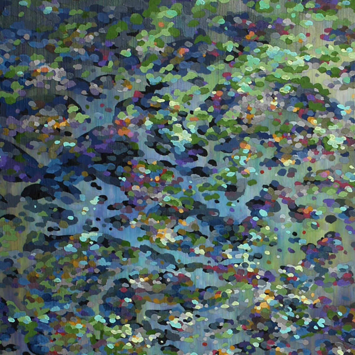Detail of the layered abstract painting Banal Motivation